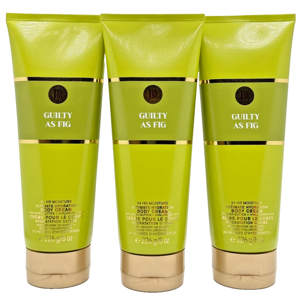 NEW Bath & Body Works Lot of 3 Tubes Luxuries Guilty As Fig Body Cream 8 oz
