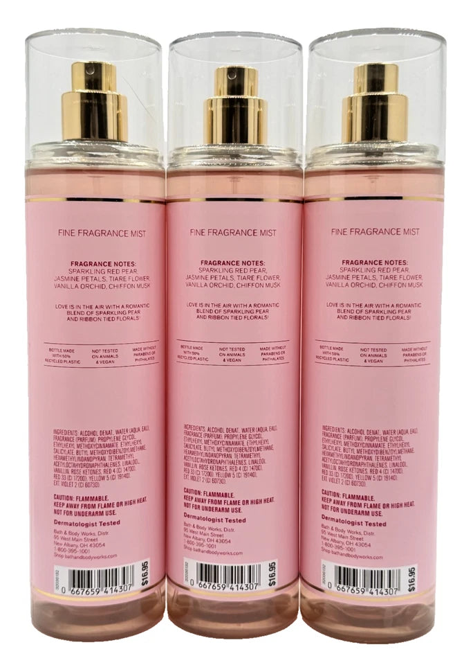 NEW Bath & Body Works Lot of 3 Bottles Pink Chiffon Fragrance Mist Spray 8 oz