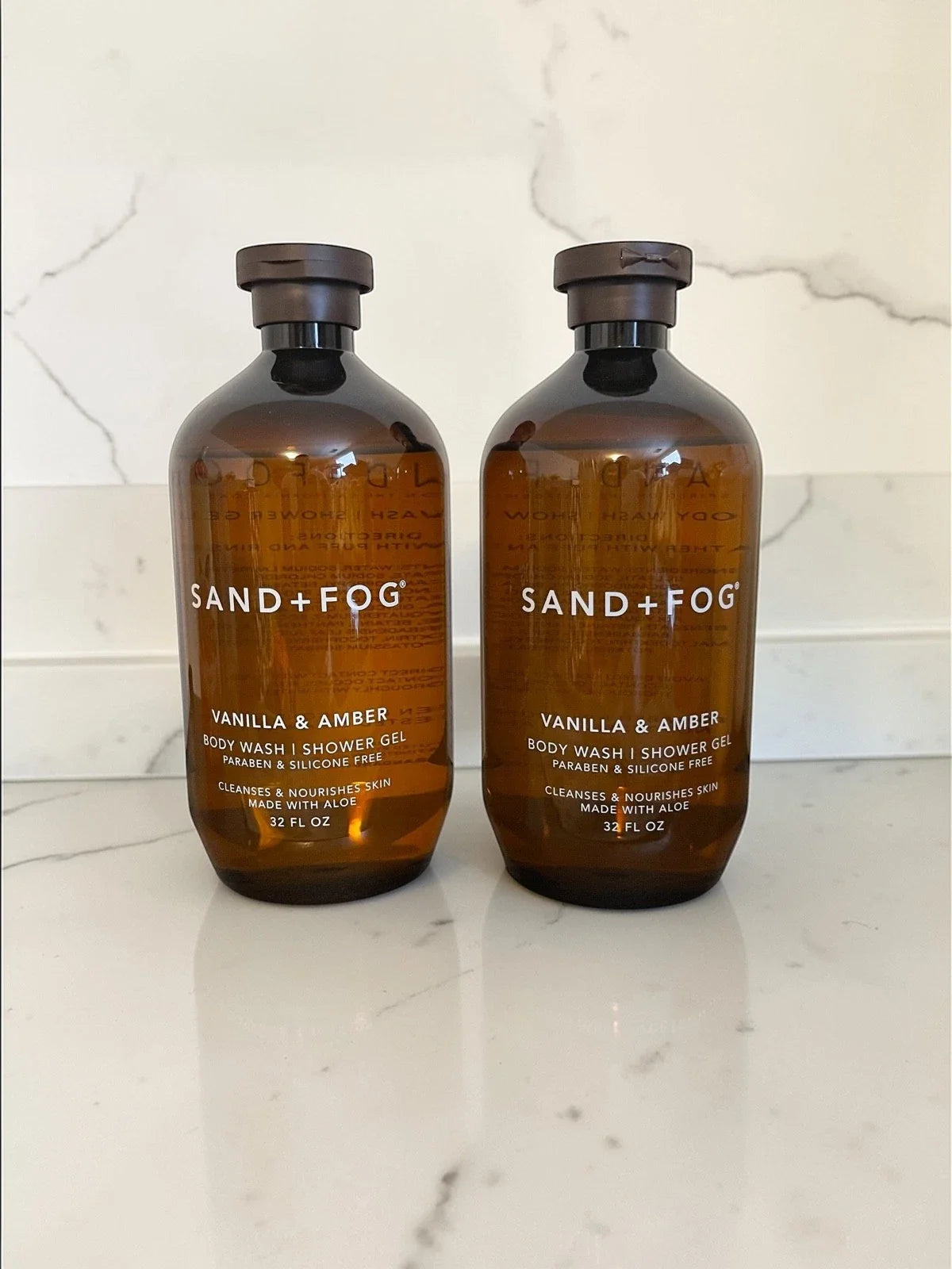 Sand + Fog Vanilla Amber Body Wash 2 Pack 32 oz Each Warm Shower Gel